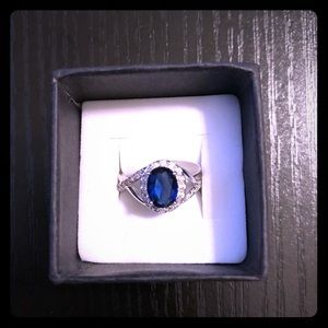 Blue stone fashion cocktail statement ring